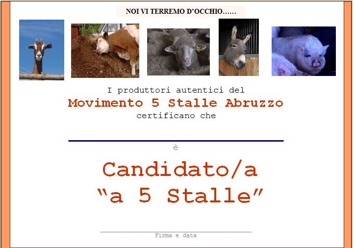 Politico "5 stalle" autentico? Allora, firma l'adesione!