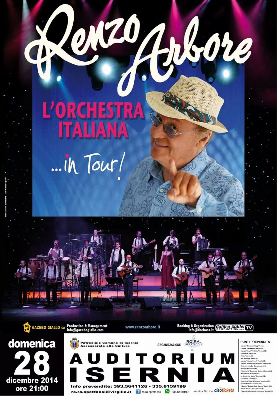 Isernia: Renzo Arbore e l'Orchestra Italiana all'auditorium