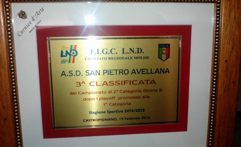 Festa del calcio molisano, premiata  l'Asd San Pietro Avellana