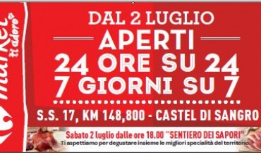 Castel di Sangro, 2 luglio maxi festa al Carrefour. Parte l'orario "No Stop", tutti i giorni