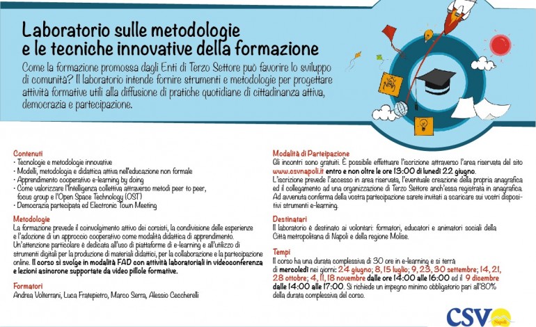 Csv Molise, a fine giugno iniziano due corsi online su tecniche e metodi utili al "No profit"