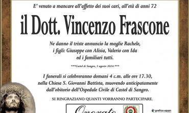 Addio Vincenzo Frascone, Castel di Sangro Piange il Suo Dottore