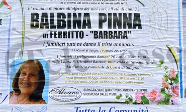 Castel di Sangro: Ultimo saluto a Balbina "Barbara" Pinna, amata dalla comunità