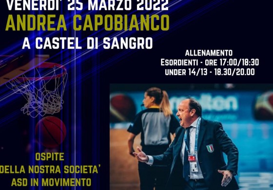 Andrea Capobianco a Castel di Sangro, allenamento con il Coach della nazionale femminile di pallacanestro