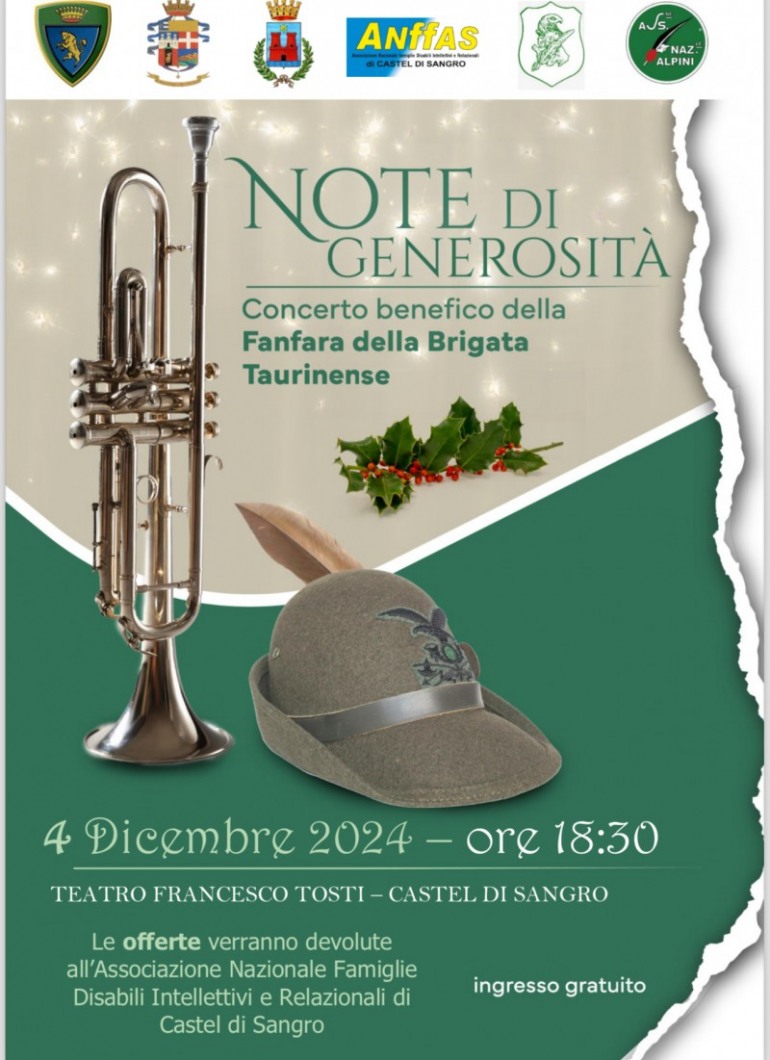 Note di Generosità: La Fanfara della Taurinense Unisce Musica e Solidarietà a Castel di Sangro