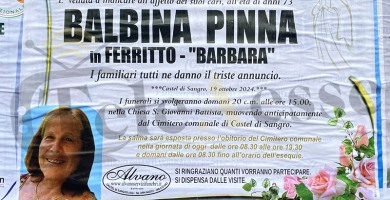 Castel di Sangro: Ultimo saluto a Balbina "Barbara" Pinna, amata dalla comunità