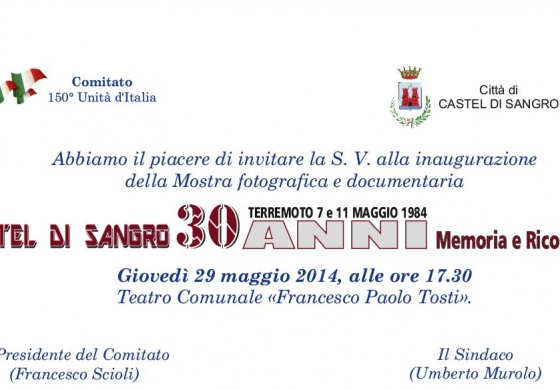 Castel di Sangro, Invito a teatro. Immagini e testimonianze sul sisma del 1984