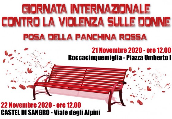 Panchina Rossa, il simbolo contro la violenza sulle donne anche a Castel di Sangro