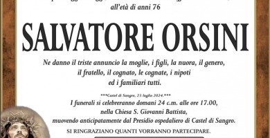 Addio a Salvatore Orsini, una Figura Storica di Castel di Sangro